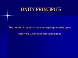 Unity Principles